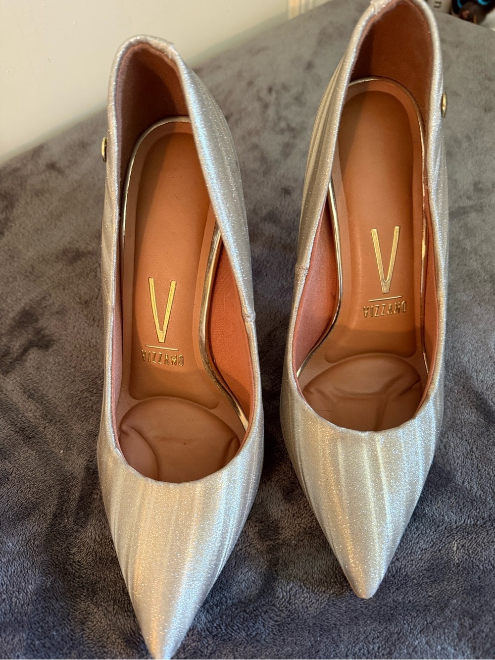 Vizzano Silver Metallic Pointed Stiletto Pumps - Picture 4 of 13